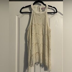 Three Hearts Cream Lace Tank Top